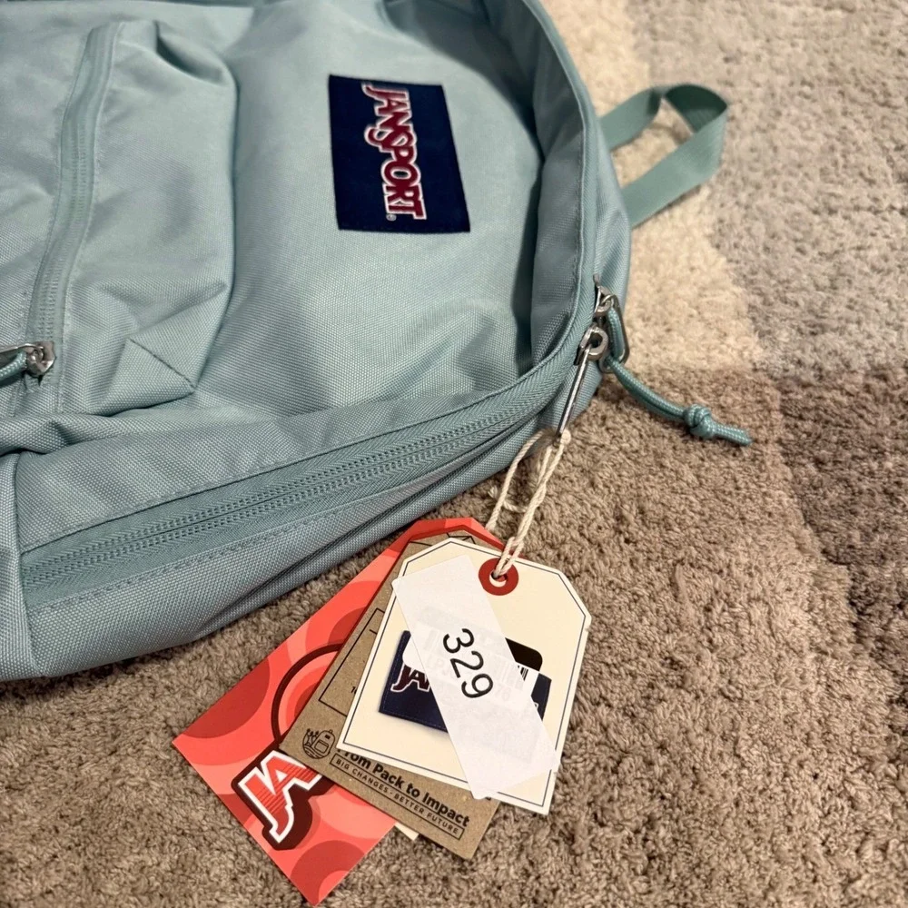 JanSport Cross Town Plus Backpack Faded Sage Green 15in Laptop Sleeve JS0A7ZNZLA